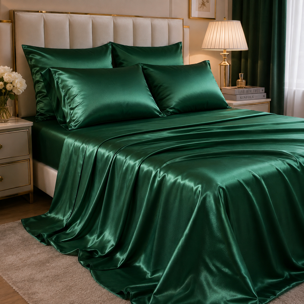 Green Satin Fabric | Premium Green Satin Material | The Fabric Touch - Image 5