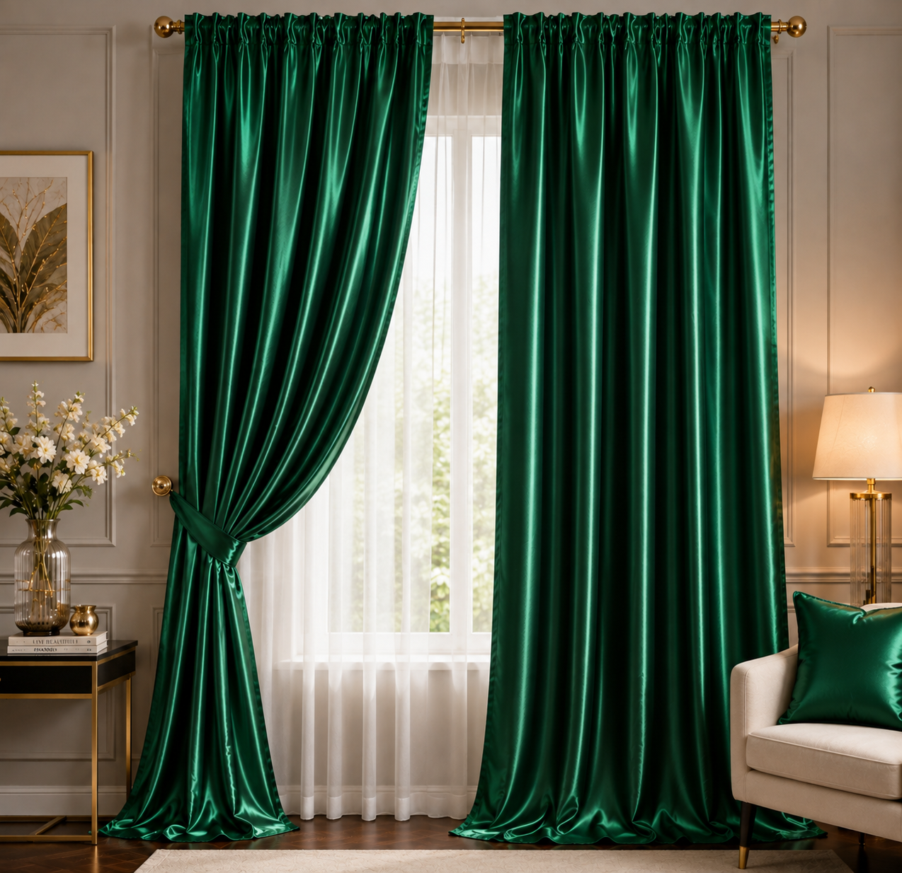 Green Satin Fabric | Premium Green Satin Material | The Fabric Touch - Image 7