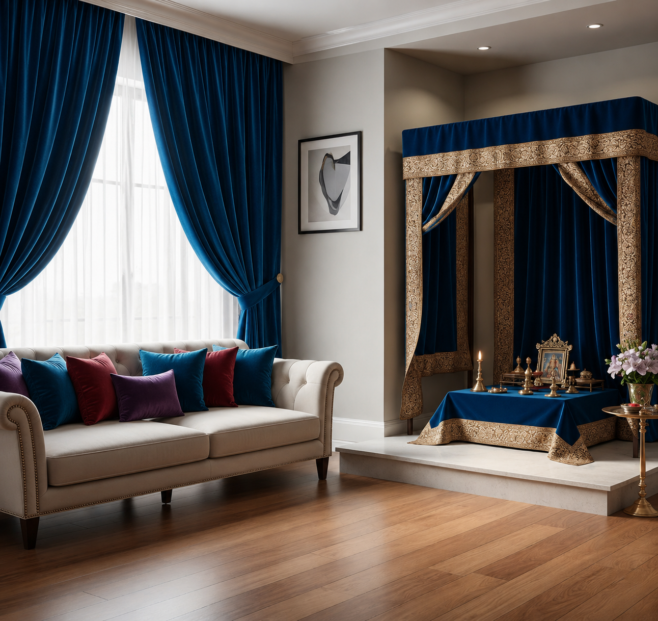 Teal Velvet Fabric | Premium Teal Velvet Material | The Fabric Touch - Image 4