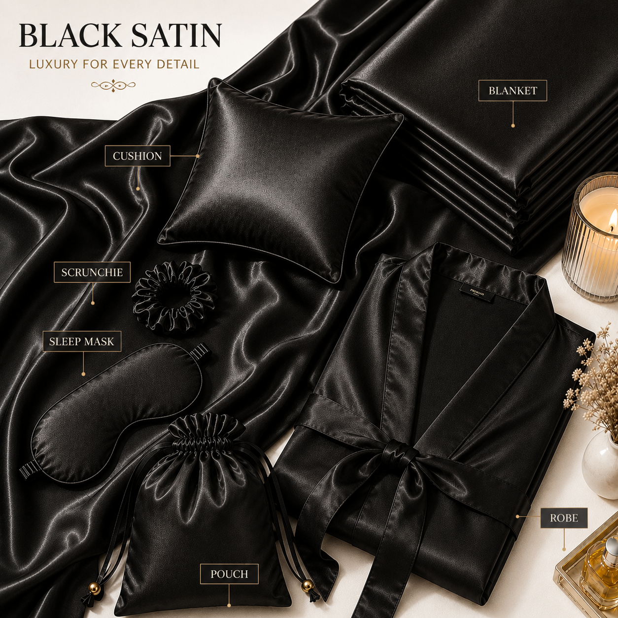 Black Satin Fabric – Premium Black Satin Material| The Fabric Touch - Image 6