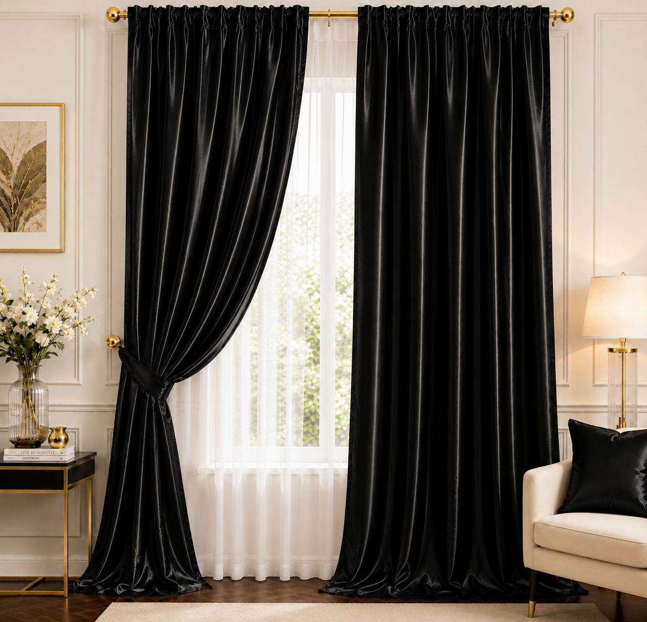 Black Satin Fabric – Premium Black Satin Material| The Fabric Touch - Image 8