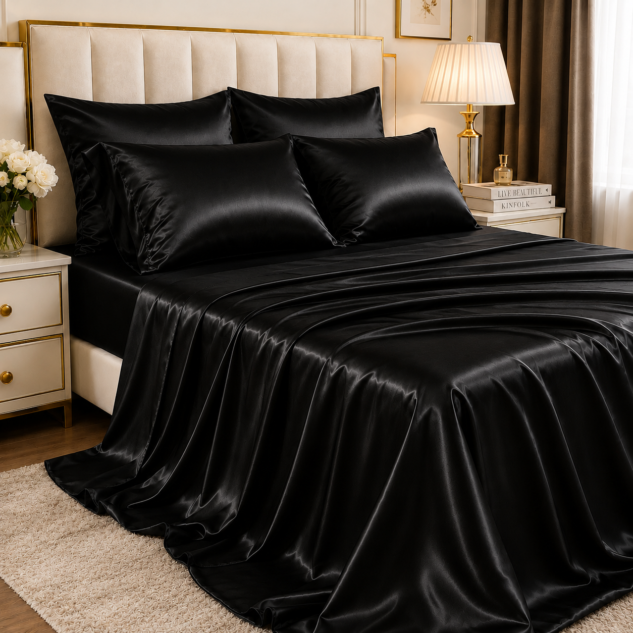 Black Satin Fabric – Premium Black Satin Material| The Fabric Touch - Image 3