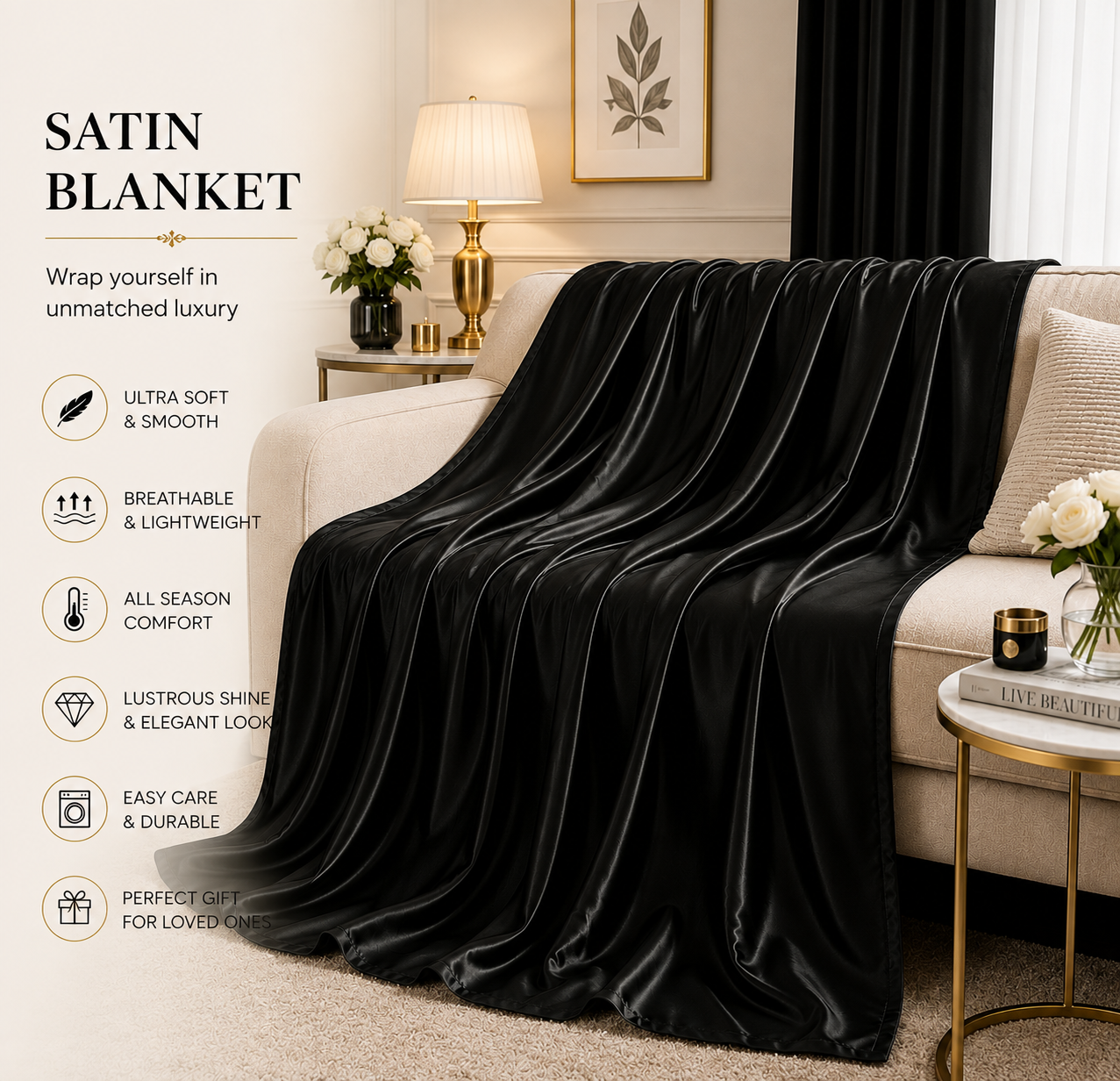 Black Satin Fabric – Premium Black Satin Material| The Fabric Touch - Image 4