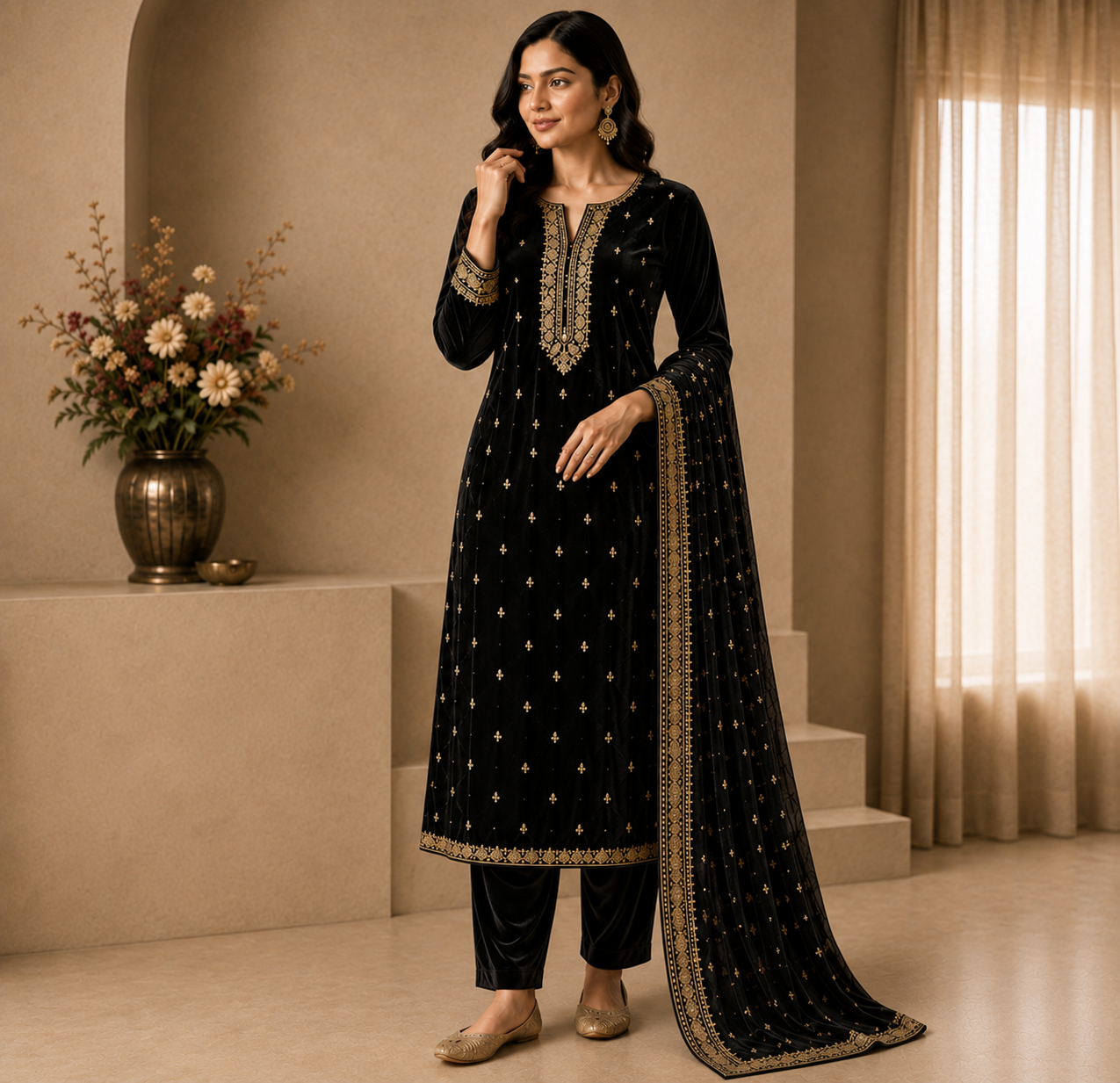 Black Velvet Fabric | Triple Black Velvet | The Fabric Touch - Image 3