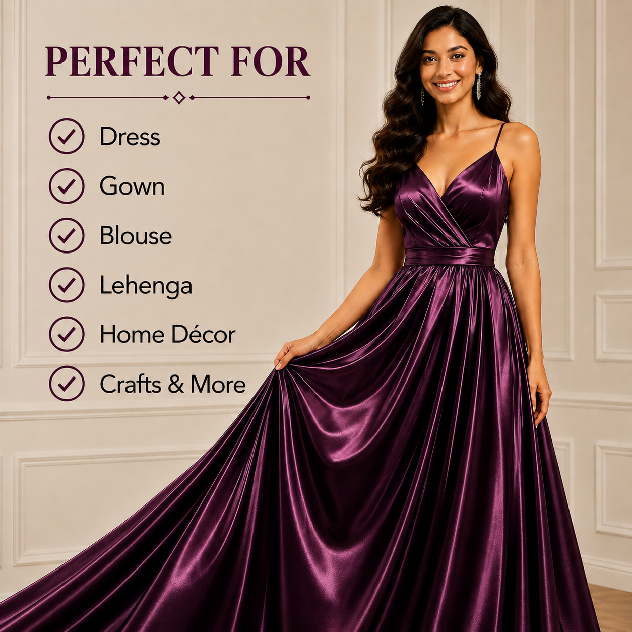 Burgundy Satin Fabric | Premium Burgundy Satin Material | The Fabric Touch - Image 5