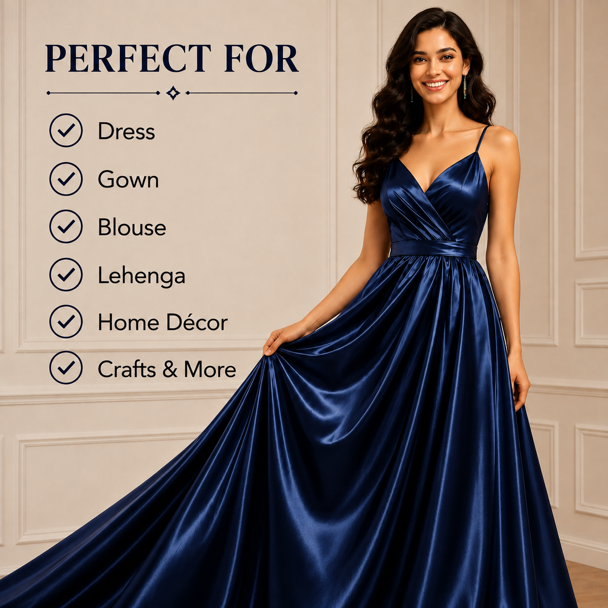 Navy Blue Satin Fabric – Premium Navy Satin | The Fabric Touch - Image 8