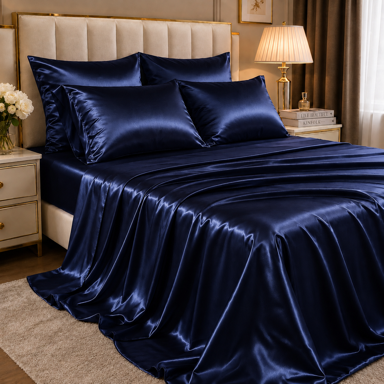 Navy Blue Satin Fabric – Premium Navy Satin | The Fabric Touch - Image 2