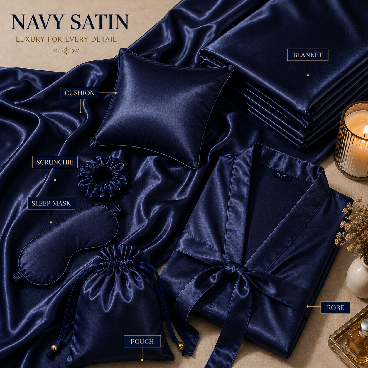 Navy Blue Satin Fabric – Premium Navy Satin | The Fabric Touch - Image 6