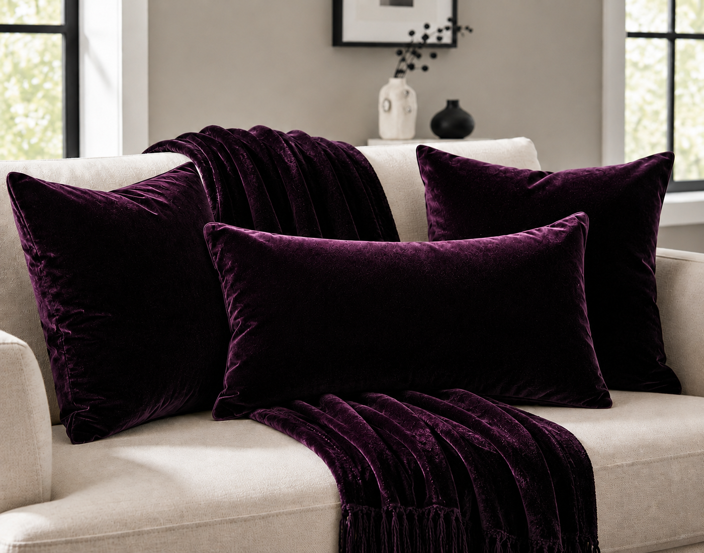 Plum Velvet Fabric | Premium Plum Velvet Material | The Fabric Touch - Image 7