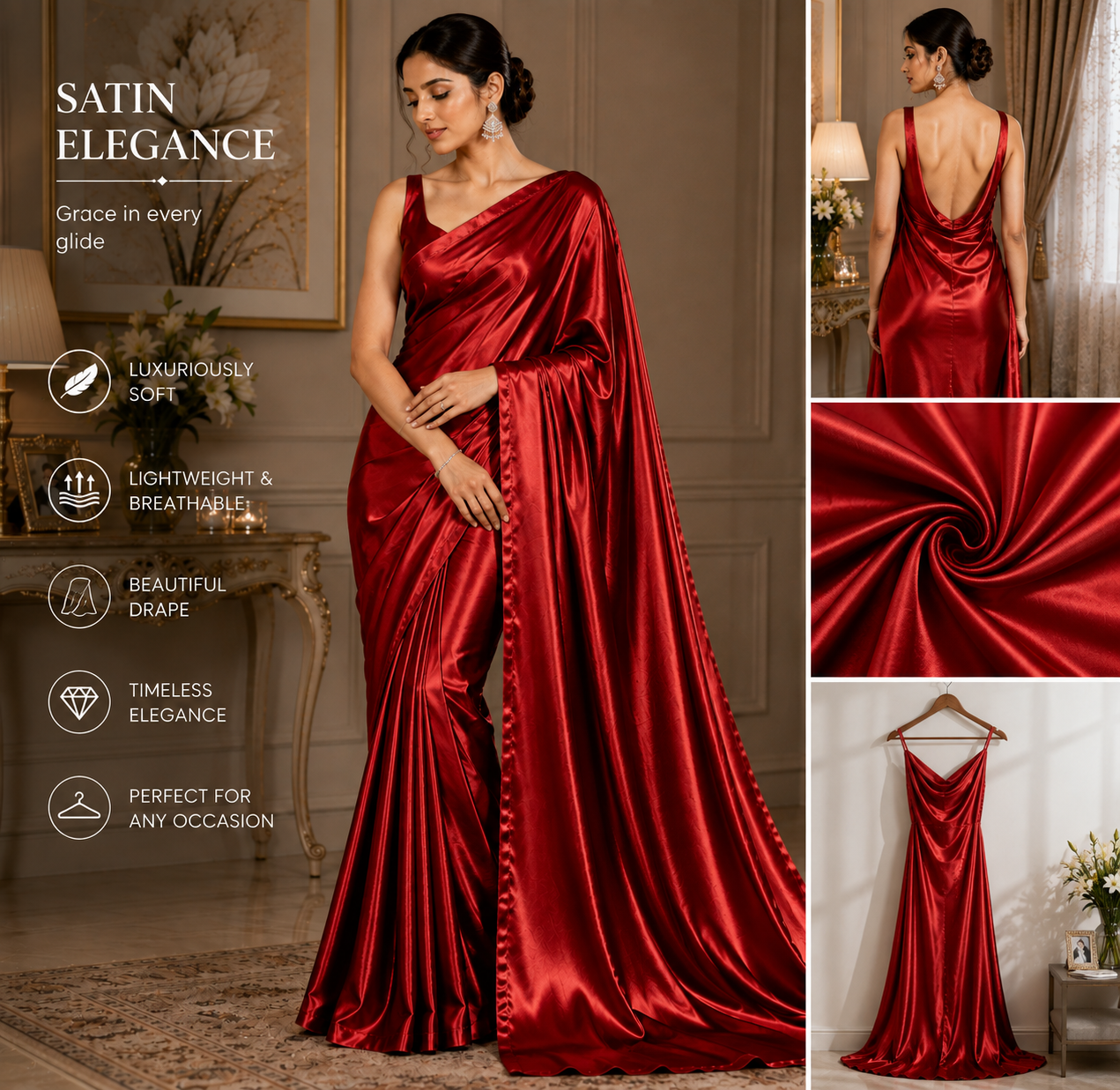 Red Satin Fabric – Premium Red Satin | The Fabric Touch - Image 5