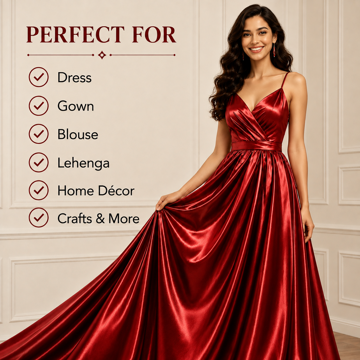 Red Satin Fabric – Premium Red Satin | The Fabric Touch - Image 6